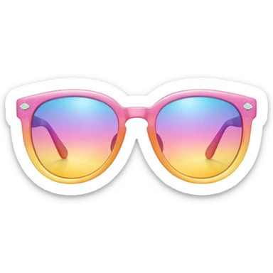 A colorful pair of shiny glossy gradients-colored smooth soft sparkly glittery sunny Pastel sunglasses (aesthetic, loose object, apparel), seen from the side, 3/4 angle sticker