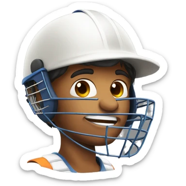 Indian boy face in cricket helmet  sticker
