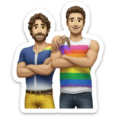 4 gay guys, one Brazilian and the other French, with MG4 car sticker