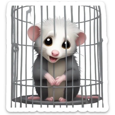Sad Opossum in a cage sticker