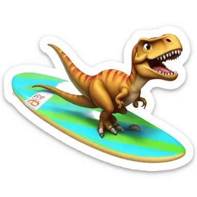 T-Rex on a surf board  sticker