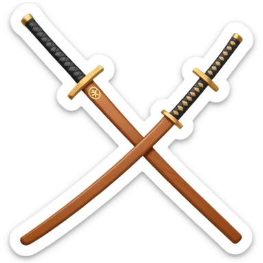 samurai training wooden sword object icon, traditional bokken, smooth polished wood, katana shape, simple guard, 3D cartoon, mobile game icon style, centered, clean background, soft shadow, no text, no watermark
 sticker