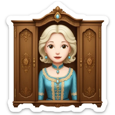 A middle-aged lady character from the fairy tale Beauty and the Beast — she was turned into a wardrobe by magic, while retaining the wardrobe's original form and having an anthropomorphic face. sticker