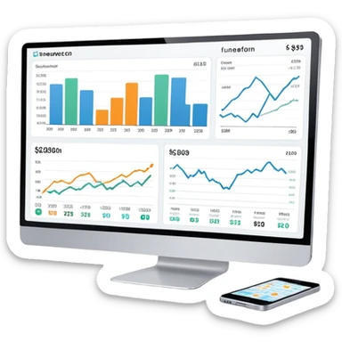 financial dashboard with multiple currency symbols € $ £ ¥ sticker