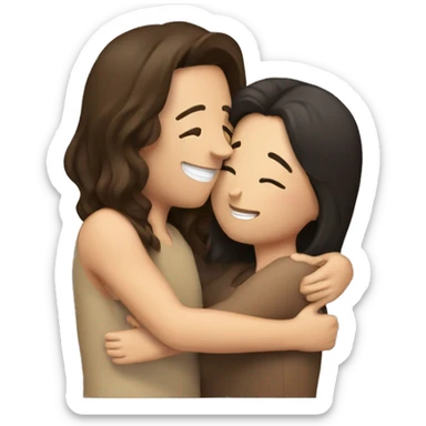 Brunette couple hugging lovingly kiss sticker