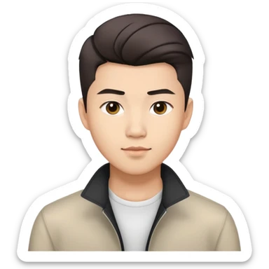 Young Asian man with modern hairstyle, professional appearance sticker
