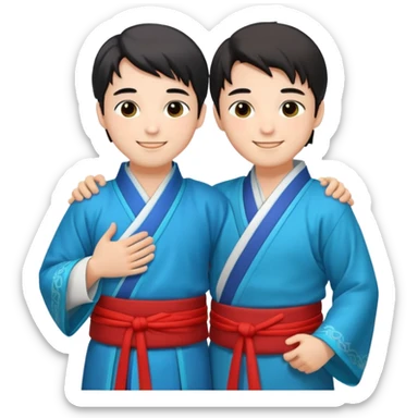 two guys hugging in hanfu sticker