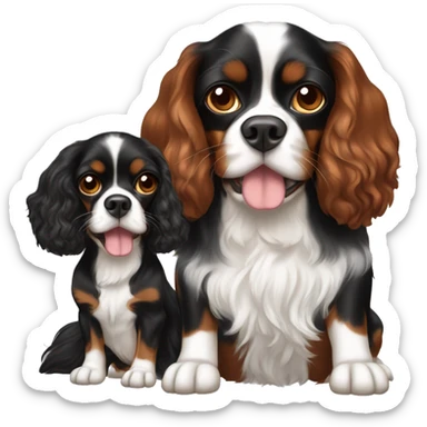 Blenheim Cavalier and black and brown cavalier with heart eyes sticker