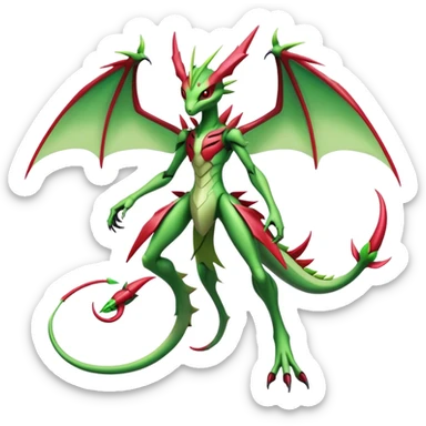  Cool Edgy Shiny Futuristic Ethereal Legendary Scizor-Digimon-Schyther-Flygon-hybrid full body sticker