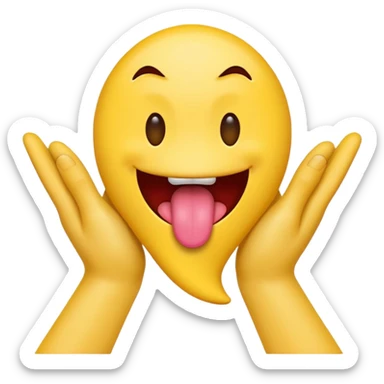 make an emoji with a tounge sticking out with hands  sticker