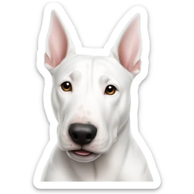 A white bull terrier with black ears sticker