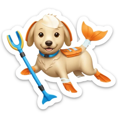 White labrador with snorkel and swimming fins sticker