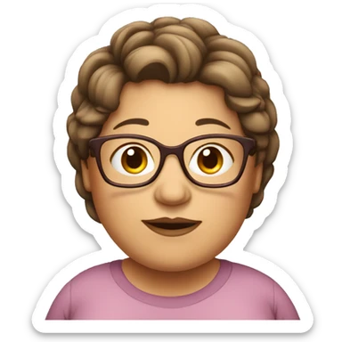 Very fat older female, glasses, brown streaked hair sticker