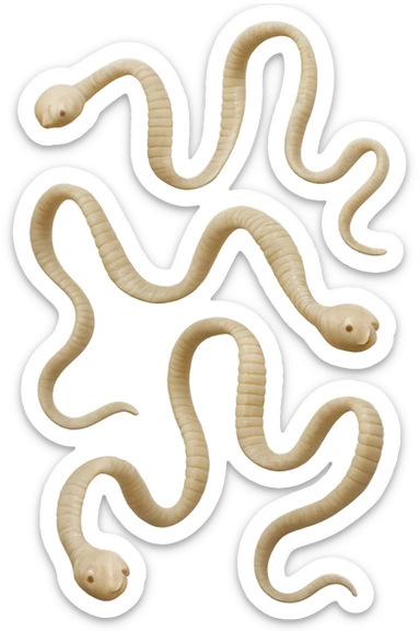 CINQUE PARASSITI COME LA TENIA FLUTTUANO IN ARIA, iperrealistico 4k sticker