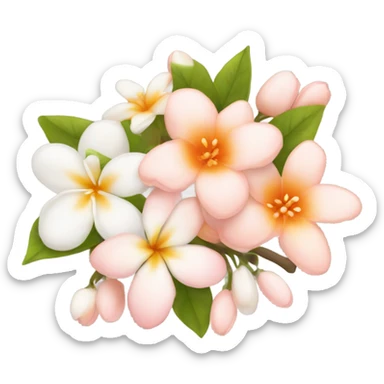 ymbols featuring peach blossoms, jasmine flowers, and orange blossoms. Incorporate soft pinks, whites, and warm orange tones to convey a romantic and dreamy feel. sticker
