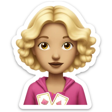 Blonde girl with pink pink tarot gold cards sticker