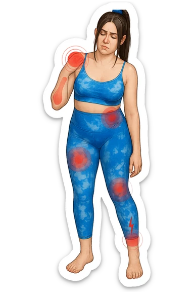 Donna asimmetrica con dolori immagine medica sticker