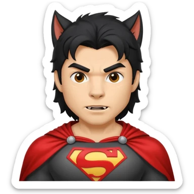 Werewolf with black hair in superhero costume  sticker