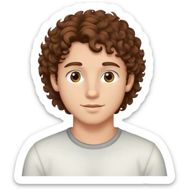 good looking young adult boy with brown curly hair and brown eyes sticker