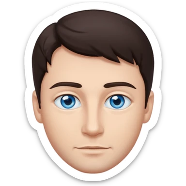 homme yeux bleu azur cheveux brun foncé sticker