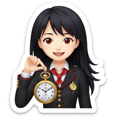 "Cute stylized emoji of Kurumi Tokisaki from Date A Live, smiling happily.  sticker