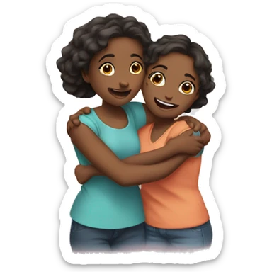 Hug two girlfriends sticker