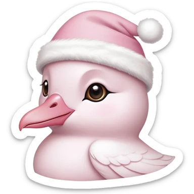light pink beautiful magestic dove wearing light pink and white christmas hat  sticker
