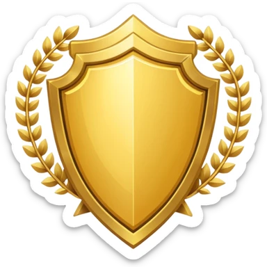 Gold shield with trophy sticker
