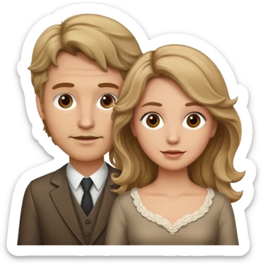 Married couple male dirty blonde hair and female brown wavy hair sticker