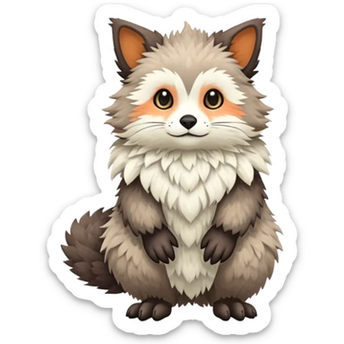 lush warm-colored Fakémon-Trico-creature (full body) sticker