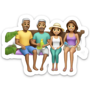 a white family vacation purple icon sticker