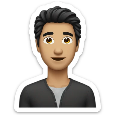 Asían man black hair mordern haircut sticker