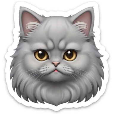cinematic-grumpy-comical-grey-persian-kitten-portrait-emoji,-head-tilted-playfully-with-an-adorably-awkward-expression,-fluffy-grey-fur-with-soft-silver-undertones,-simplified-yet-hilariously-derpy-features,-highly-detailed,-glowing-with sticker