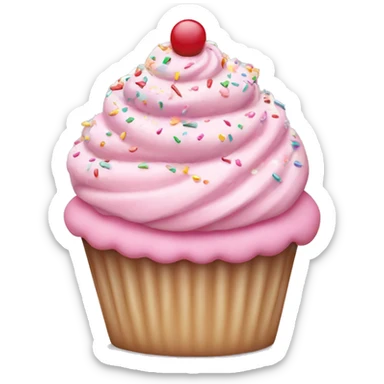 cupcake with pastel pink icing and sprinkles  sticker