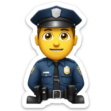 police man sit on office sticker