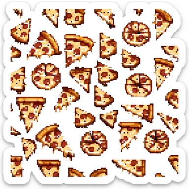 pepperoni pizza with gooey melted cheese stretching sticker