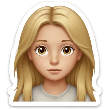 A young girl with long dirty blonde hair and hazel eyes sticker