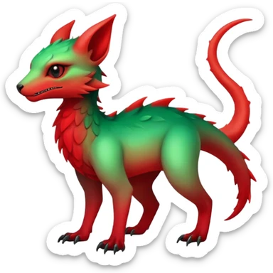 Cool Edgy Green-Red-gradient ethereal badass Fionbri-Vernid-Trico-animal-creature full bodyd sticker
