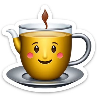 İnce belli kum saati şeklinde bir bardakta tavşan kanı renginde çay içinde de demir bir çay kaşığı  sticker