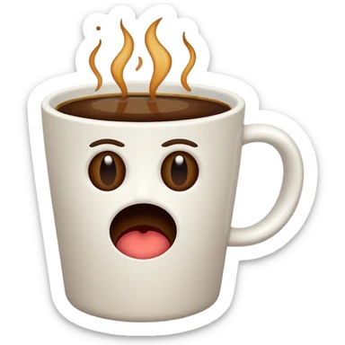 a bad cup of coffee in a plain white cup, looking unappetizing sticker