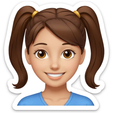 a brown haired girl  in a high ponytail but make her really pretty with brown eyes sticker