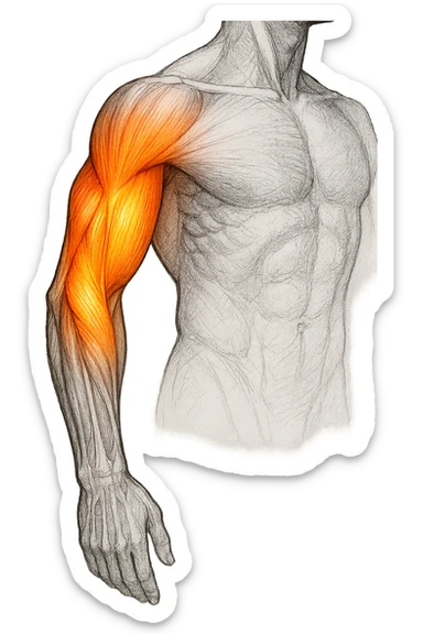 tricipite visto anatomicamente , illumina solo il tricipite, il resto fallo in bianco e nero sticker