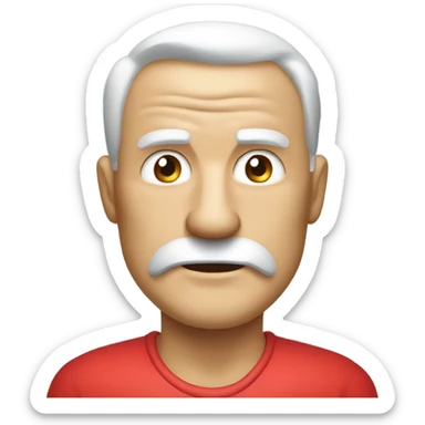 muscular old man in red shirt on chemo pump sticker