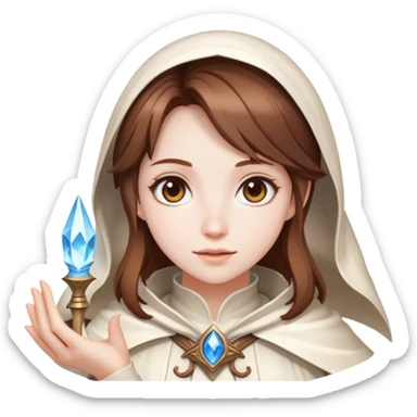 Pretty girl brown hair white mage casting freeze sticker