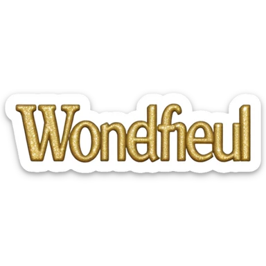 The word wonderful with glitter sticker