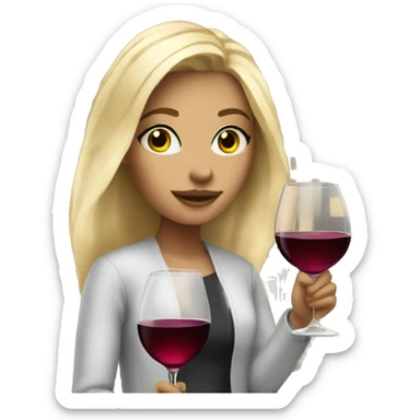 blonde girl in cityscape with glass of wine  sticker