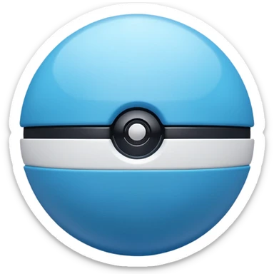 vibrant blue pokeball emoji with a black stripe and highlights, top half vibrant blue, bottom half white sticker