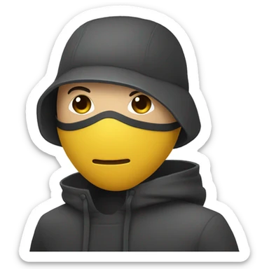 Homme avec un masque qui lèvent la main et baisse la tête  sticker