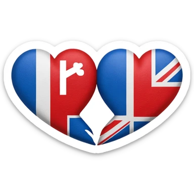 Italy and united kingdom heart sticker