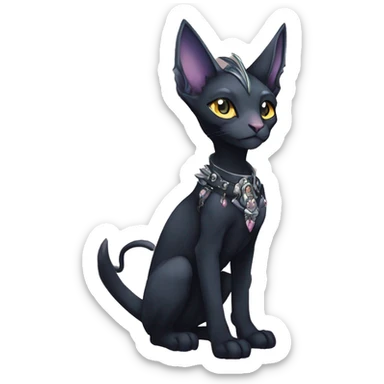 cool punk lunar kawaii anime edgy distinguished ethereal elegant beautiful fantasy black ethereal fantasy nargacuga-Noivern-sphynx-Quiana-Fakemon collar harness jewels full body sticker